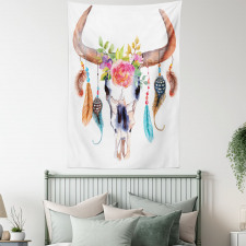 Bull Skull Boho Plant Tapestry