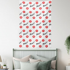 Red Woman Lips Romance Tapestry