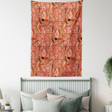 Floral Vibrant Drawing Tapestry