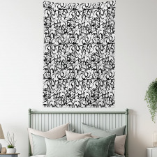 Monochrome Leaves Garden Tapestry