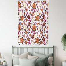 Blooming Flower Pattern Tapestry