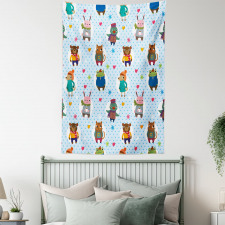 Animals Winter Clothing Tapestry