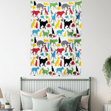 Colorful Cats and Dogs Tapestry