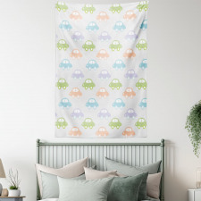 Pastel Cars Pattern Tapestry
