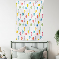 Flying Watercolor Balloons Tapestry