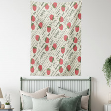 Retro Strawberry Love Tapestry