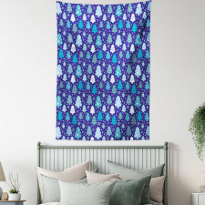 Snowflakes Xmas Trees Tapestry