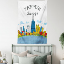 Chicago USA Cartoon Tapestry