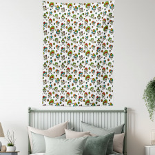 Dead Sugar Skull Flowers Tapestry