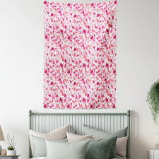 Pinkish Curls Soft Hearts Tapestry