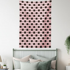 Head Silhouettes Dots Girly Tapestry