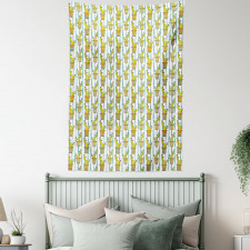 Vertical Lines Flowers Tapestry