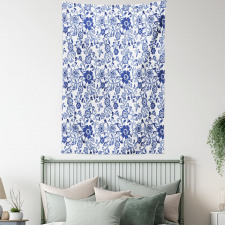 Vibrant Blue Flowers Tapestry