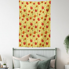 Lines with Dots Floral Tapestry