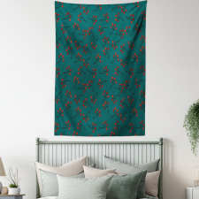 Red Berry Christmas Rustic Tapestry