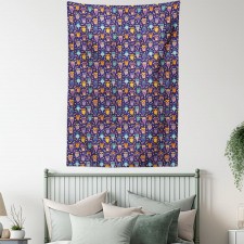 Leaves Stars Comic Tapestry