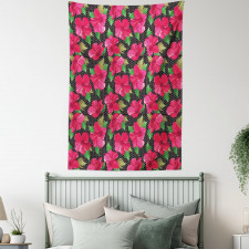 Polka Dots Hibiscus Tapestry
