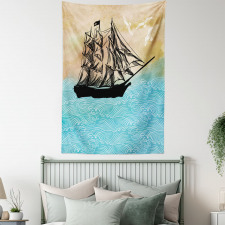 Vintage Ship Motif Tapestry