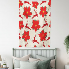 Poinsettia Reindeer Tapestry