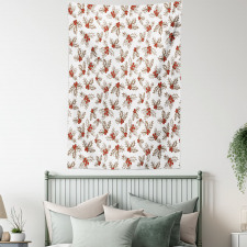 Holly Berries Leaves Tapestry