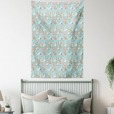 Watercolor Flying Crane Tapestry