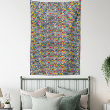 Quirky Cartoon Striped Tapestry
