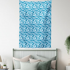 Big Blue Aquatic Animals Tapestry