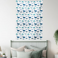 Swimming Marine Animals Tapestry