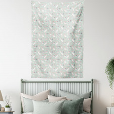Rabbits Flowers Hearts Tapestry