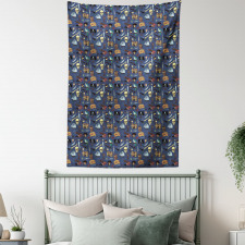 Vintage Cartoonish Design Tapestry