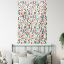 Hand Drawn Style Poppies Tapestry