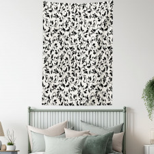 Monochrome Scroll Pattern Tapestry