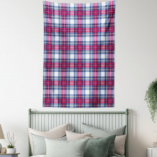 Pink and Blue Tartan Tapestry
