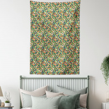 Silhouette Motif Abstract Tapestry