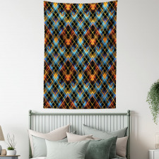 Modern Geometric Tartan Tapestry