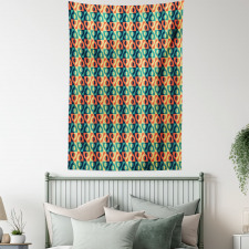 Grid Style Square Pattern Tapestry