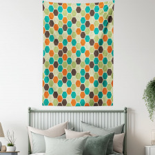 Grunge Colorful Hexagons Tapestry