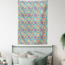 Diagonal Squares Retro Tapestry