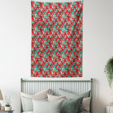 Red Hibiscus Flowers Tapestry