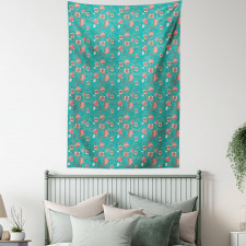 Abstract Flowers Dots Tapestry