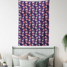Flying Crane and Flowers Tapestry