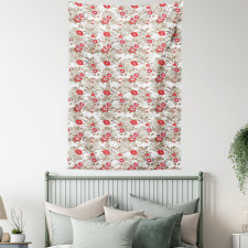 Vintage Floral Leaves Ornate Tapestry