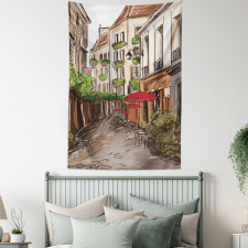 Romantic Patio Scene Sketch Tapestry