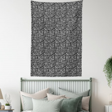 Boho Folk Geometric Maze Tapestry