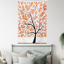 Tangerine Leaves Tree Tapestry