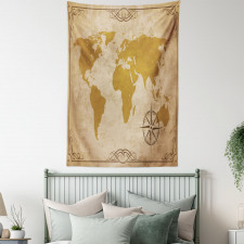 Vintage Cartography Art Tapestry