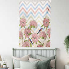 Zigzags Flowers and Birds Tapestry