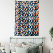 Ornamental Jungle Elements Tapestry