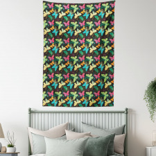 Colorful Silhouettes Art Tapestry