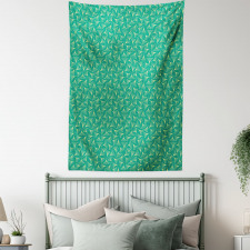 Biloba Leaves on Teal Shade Tapestry